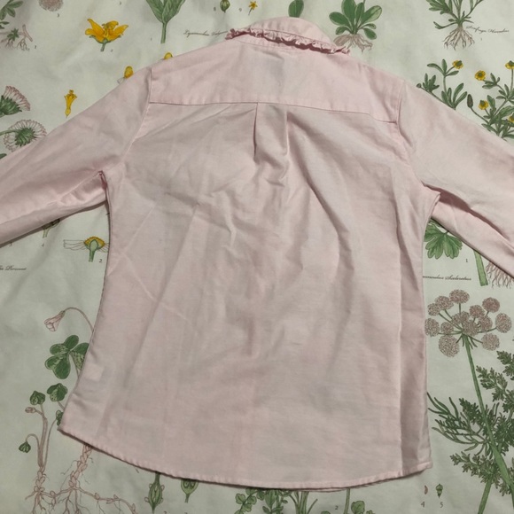 Lands' End Girls Pink Collared Button Down Shirt - Picture 7 of 8